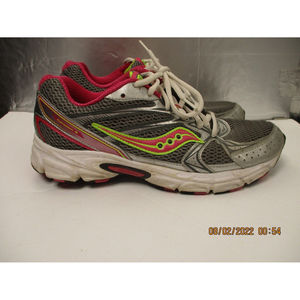 Saucony Cohesion 6 Women's Size 10 Gray Pink Lime Green Running Shoes 15156-3